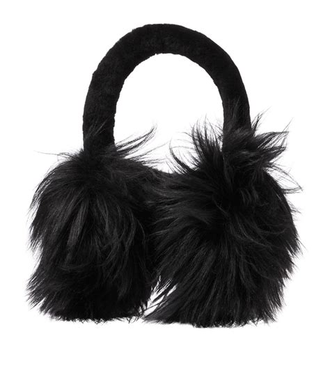 black shearling ear muffs